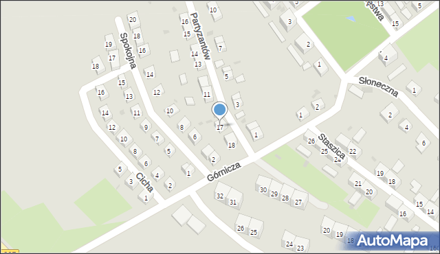 Boguszów-Gorce, Partyzantów, 17, mapa Boguszów-Gorce