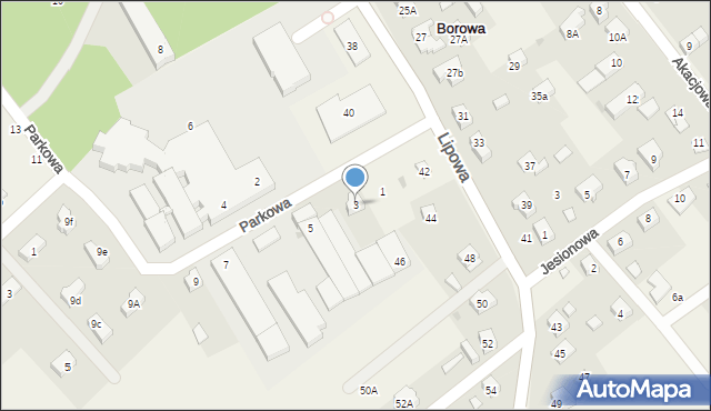 Borowa, Parkowa, 3, mapa Borowa