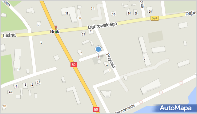 Brok, Parkingowa, 1, mapa Brok