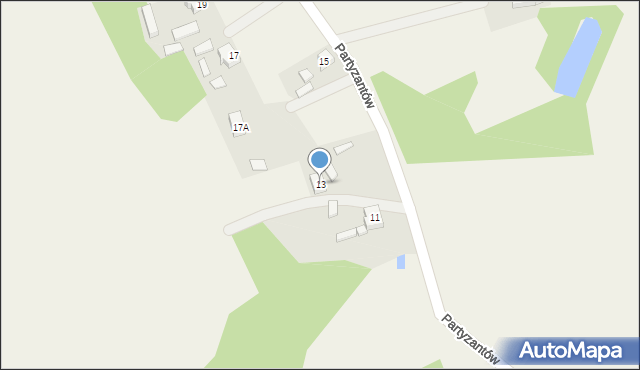 Bronowice, Partyzantów, 13, mapa Bronowice