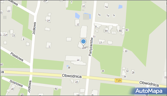 Brwinów, Partyzantów, 12A, mapa Brwinów