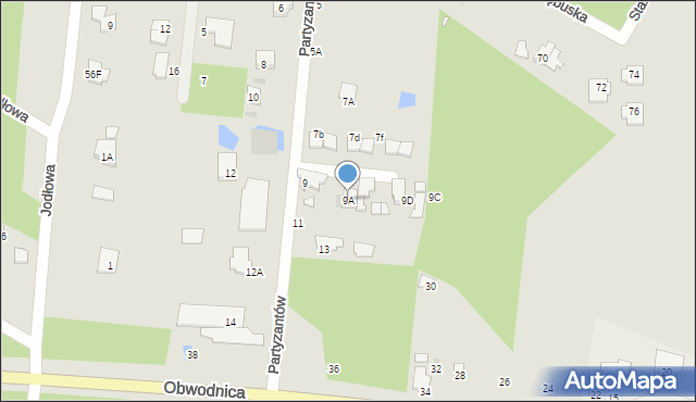 Brwinów, Partyzantów, 9A, mapa Brwinów