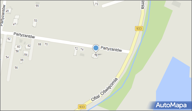 Brzeszcze, Partyzantów, 76, mapa Brzeszcze