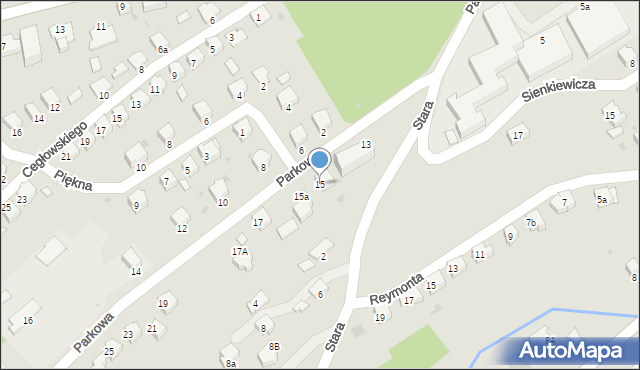 Brzozów, Parkowa, 15, mapa Brzozów