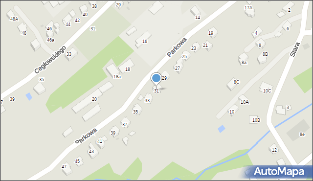 Brzozów, Parkowa, 31, mapa Brzozów