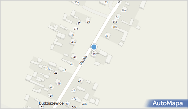 Budziszewice, Paska Jana Chryzostoma, 40, mapa Budziszewice