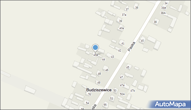 Budziszewice, Paska Jana Chryzostoma, 43a, mapa Budziszewice