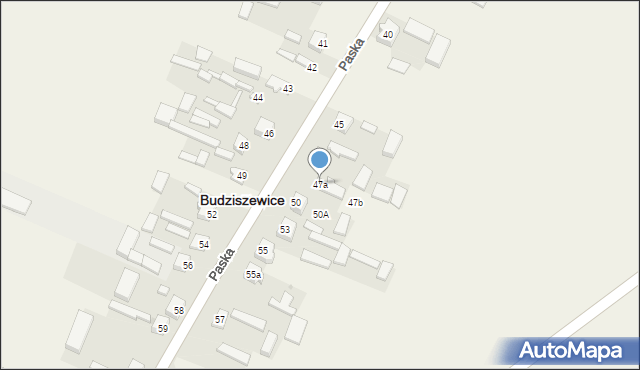 Budziszewice, Paska Jana Chryzostoma, 47a, mapa Budziszewice