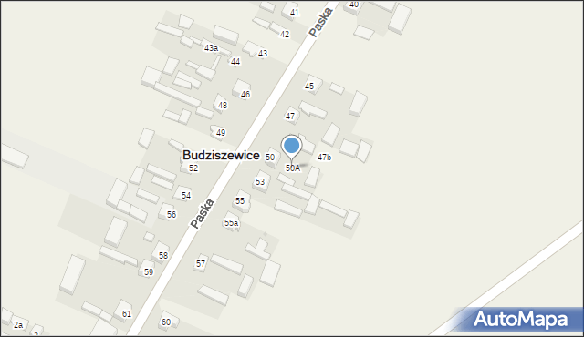 Budziszewice, Paska Jana Chryzostoma, 50A, mapa Budziszewice