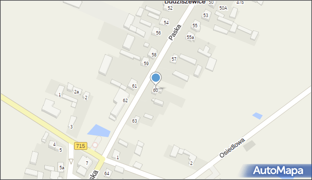 Budziszewice, Paska Jana Chryzostoma, 60, mapa Budziszewice