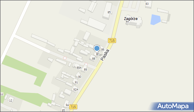 Budziszewice, Paska Jana Chryzostoma, 87a, mapa Budziszewice