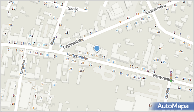Busko-Zdrój, Partyzantów, 27, mapa Busko-Zdrój