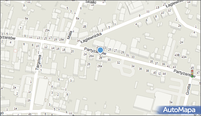 Busko-Zdrój, Partyzantów, 28, mapa Busko-Zdrój