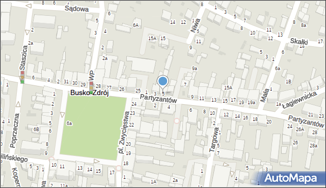 Busko-Zdrój, Partyzantów, 5, mapa Busko-Zdrój