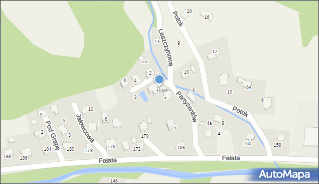 Bystra, Partyzantów, 9, mapa Bystra