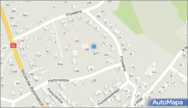 Bytom, Partyzantów, 16, mapa Bytomia