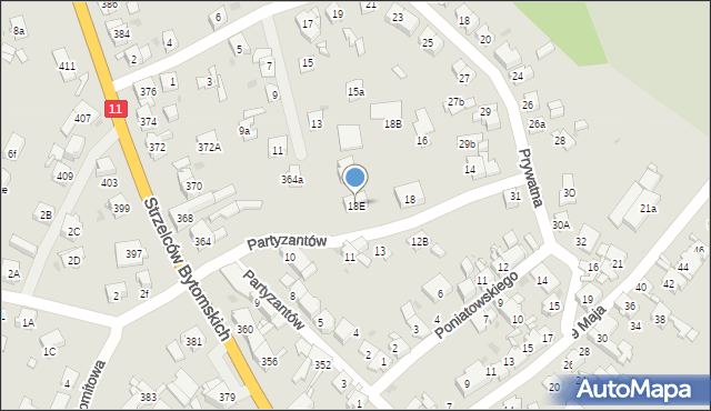 Bytom, Partyzantów, 18E, mapa Bytomia