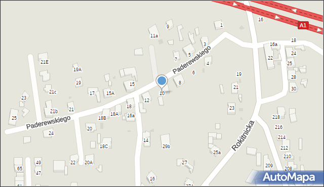 Bytom, Paderewskiego Ignacego Jana, 10, mapa Bytomia