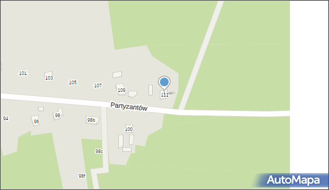 Cegłów, Partyzantów, 111, mapa Cegłów