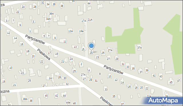 Cegłów, Partyzantów, 21, mapa Cegłów