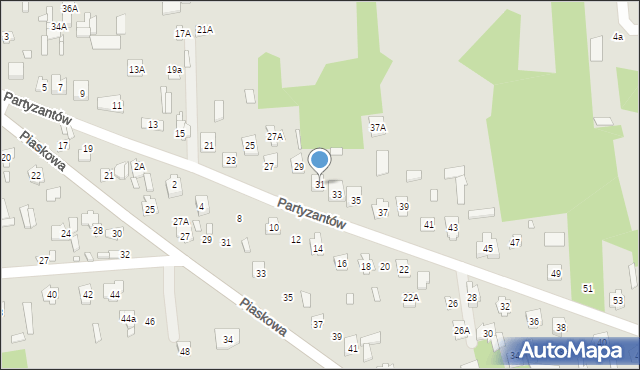 Cegłów, Partyzantów, 31, mapa Cegłów