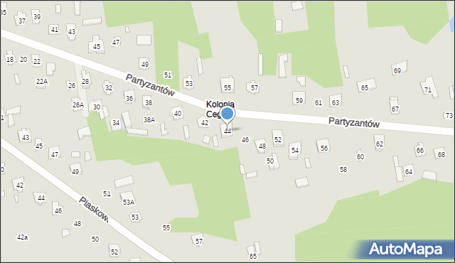 Cegłów, Partyzantów, 44, mapa Cegłów