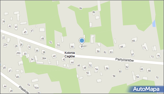 Cegłów, Partyzantów, 57, mapa Cegłów