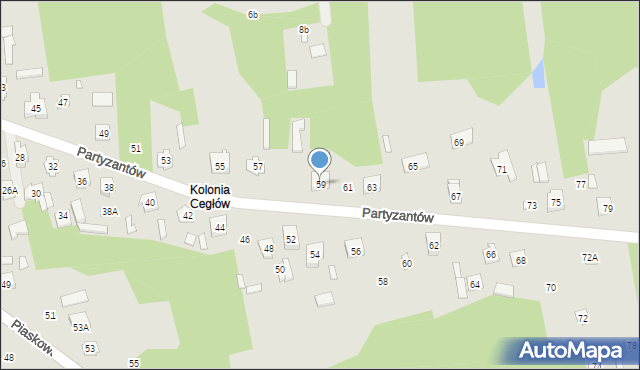 Cegłów, Partyzantów, 59, mapa Cegłów