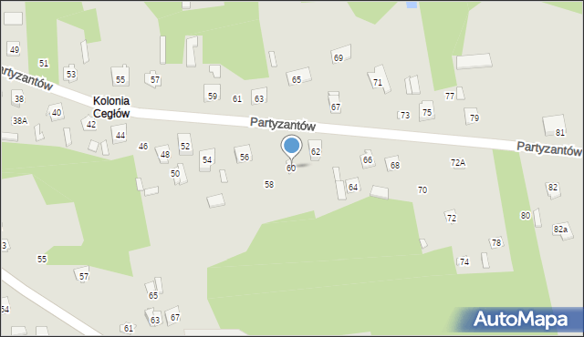 Cegłów, Partyzantów, 60, mapa Cegłów