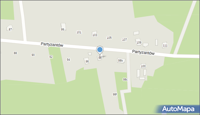 Cegłów, Partyzantów, 98, mapa Cegłów