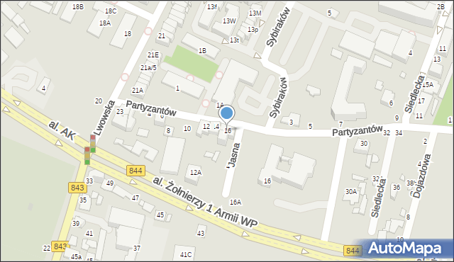 Chełm, Partyzantów, 16, mapa Chełma