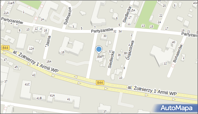 Chełm, Partyzantów, 30b, mapa Chełma