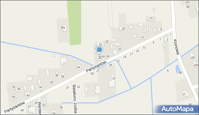 Chojnów, Partyzantów, 28, mapa Chojnów