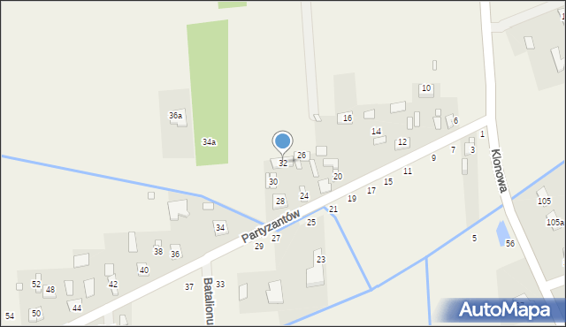 Chojnów, Partyzantów, 32, mapa Chojnów