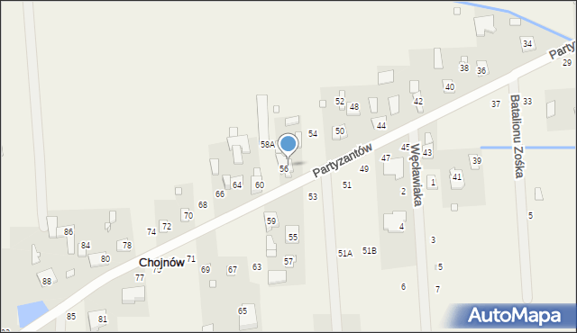 Chojnów, Partyzantów, 58, mapa Chojnów