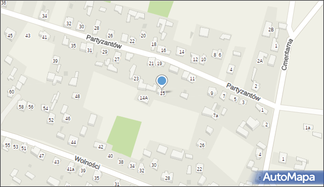 Choroń, Partyzantów, 15, mapa Choroń