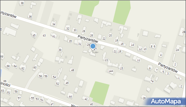 Choroń, Partyzantów, 27a, mapa Choroń