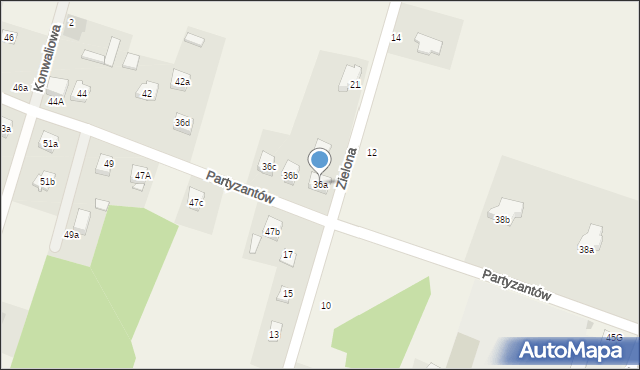 Choroń, Partyzantów, 36a, mapa Choroń
