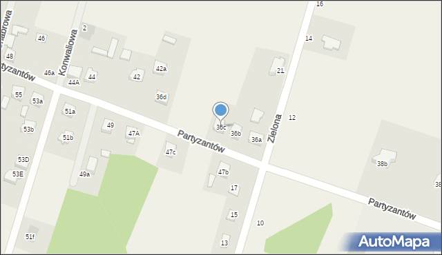 Choroń, Partyzantów, 36c, mapa Choroń