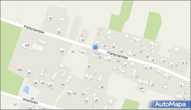 Choroń, Partyzantów, 37, mapa Choroń