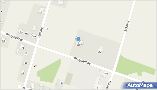 Choroń, Partyzantów, 38b, mapa Choroń