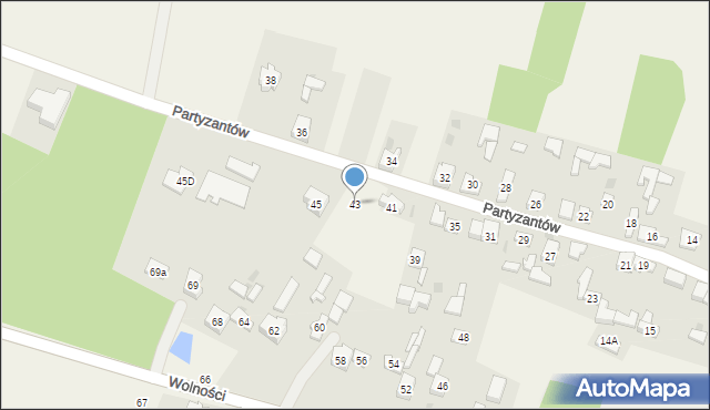 Choroń, Partyzantów, 43, mapa Choroń