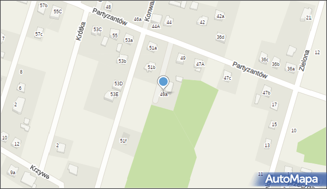 Choroń, Partyzantów, 49a, mapa Choroń