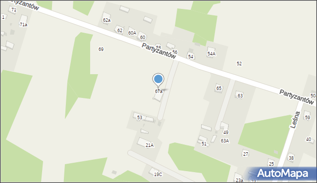 Choroń, Partyzantów, 67a, mapa Choroń