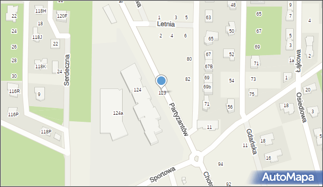 Chotomów, Partyzantów, 123, mapa Chotomów