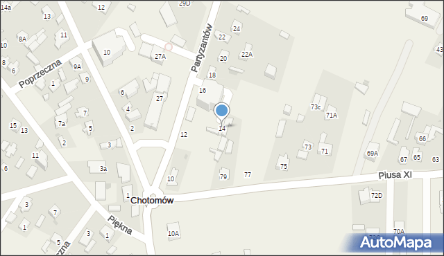 Chotomów, Partyzantów, 14, mapa Chotomów