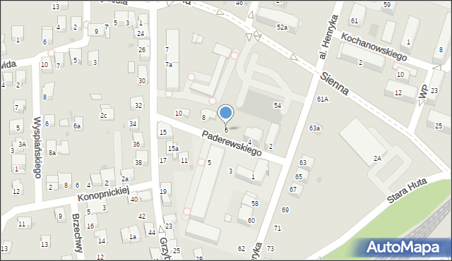 Chrzanów, Paderewskiego Ignacego Jana, 6, mapa Chrzanów