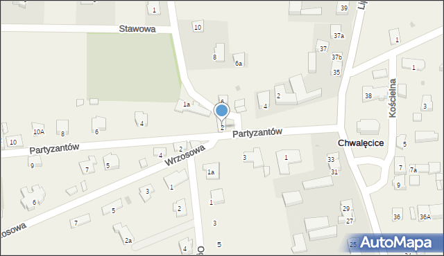 Chwalęcice, Partyzantów, 2, mapa Chwalęcice