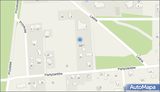 Chwalęcice, Partyzantów, 20a, mapa Chwalęcice