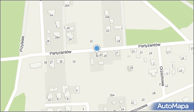 Chwalęcice, Partyzantów, 31, mapa Chwalęcice